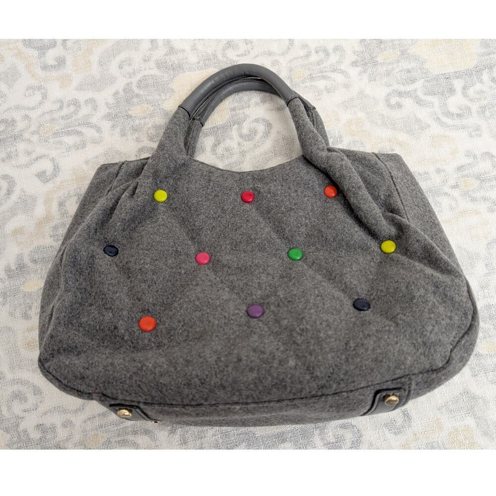 Kate Spade Gray Wool and Leather Dazzle Dot Bag with Storybook Lining - Picture 7 of 15